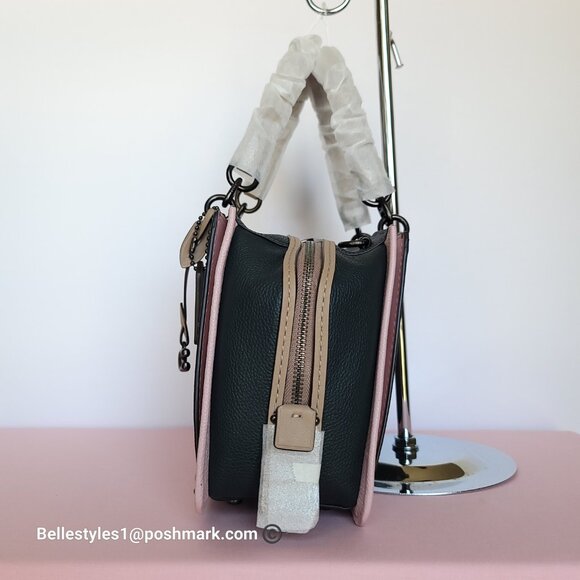 COACH Dreamer 27 In Colorblocked Pebbled Leather-Pine Green Aurora Multi ⭐ - Picture 7 of 16